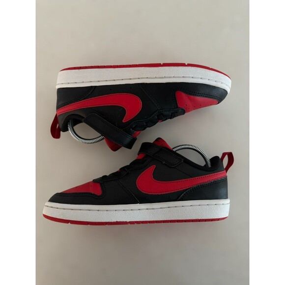 Nike Court Borough Low 2 "Bred" Boys Size 3Y Black Red Shoes BQ5451-007 - Picture 4 of 8
